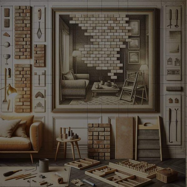 Comment réaliser un mur d'accent avec des briques de parement dans le salon ?